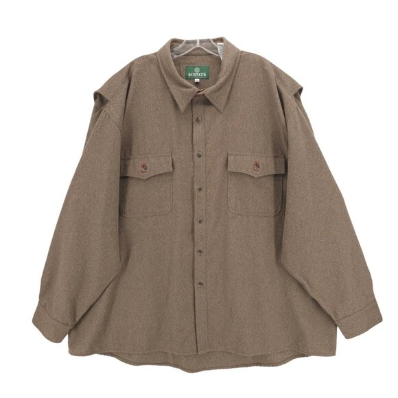 SCHNEES MONTANA Shirt Leather Trim Olive Brown EUC Size 3XL - Picture 1 of 9